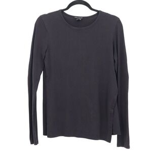 Theory Tee Women M Black Classic Faux Wrap‎ Staple Preppy Basic Lounge Casual